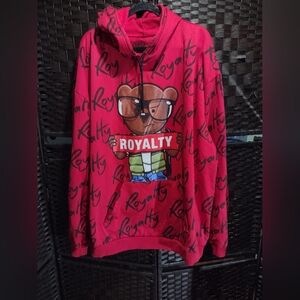 Fresh Laundry Red Royalty Bear Graphic Hoodie Mens 3XL